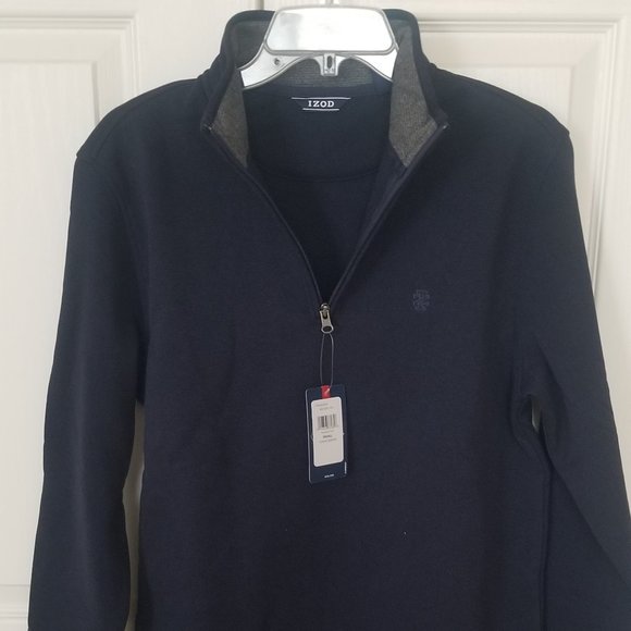Men's IZOD Classic-Fit Sweater Fleece Quarter-Zip Pullover Blue - Picture 3 of 3